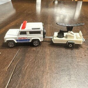 Vintage Majorette Land Rover NASA Diecast Vehicle & Trailer Set